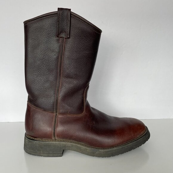 Brown Leather Combat Boots with Slip-On Design - Picture 2 of 11